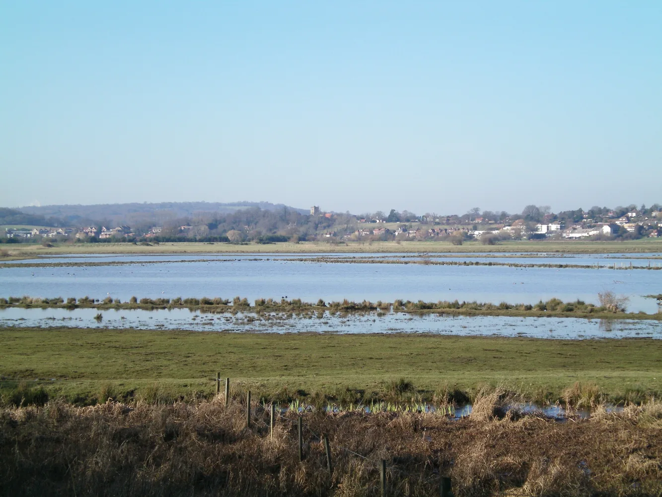Winter floodwater and grazing marsh at Pulborough Brooks