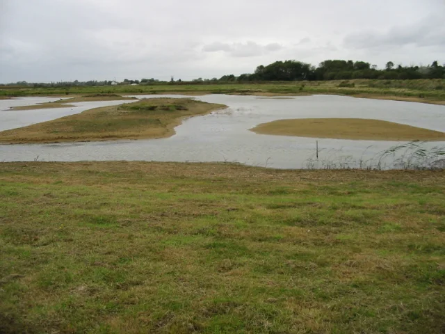 Water and low islands at Restharrow Scrape near Sandwich Bay