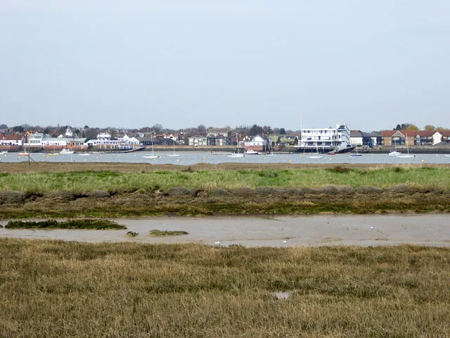 Saltmarsh and the old seawall viewed from the newer seawall at Wallasea Island
