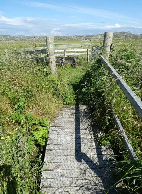 Footbridge to the RSPB visitor viewing area at Totronald on Coll