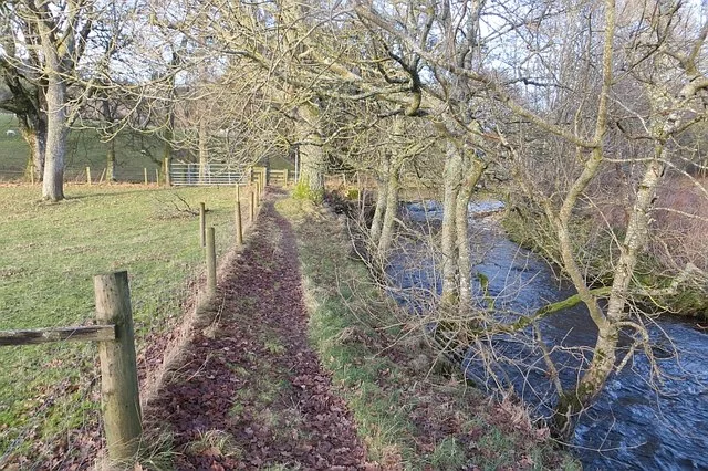 The public approach path beside the River Enrick at Corrimony
