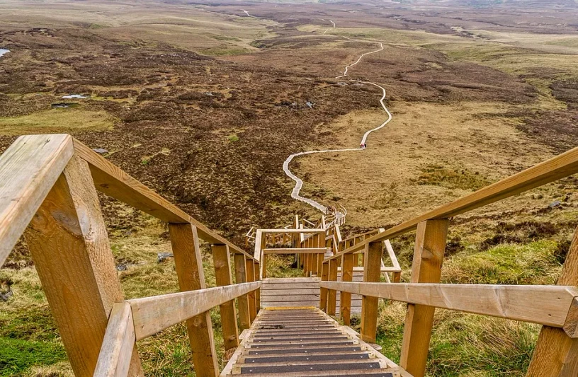 Cuilcagh on the left and Benaughlin beyond green fields in south County Fermanagh