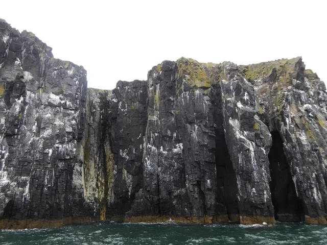 Rocky west-coast cliffs dropping into the sea on the Isle of May