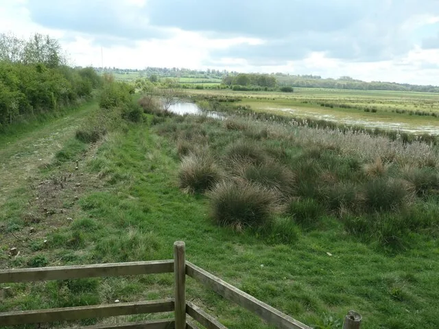 Ashgrave wet grassland and pools seen from the Wetlands Watch at RSPB Otmoor