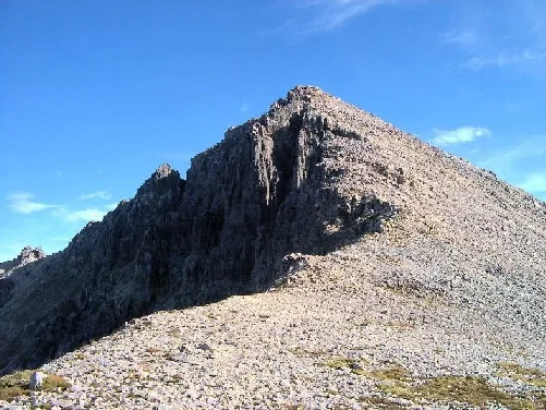 The pale mountain ridges of Beinn Eighe in Wester Ross