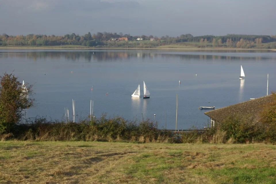 Draycote Water showing the public birdwatching landscape