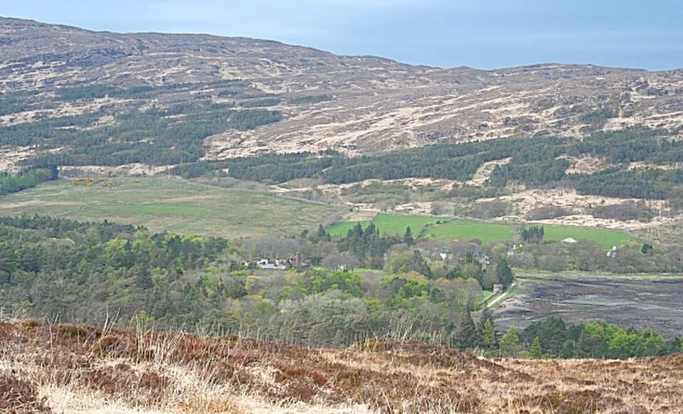 Kinloch village and wooded slopes on the Isle of Rum
